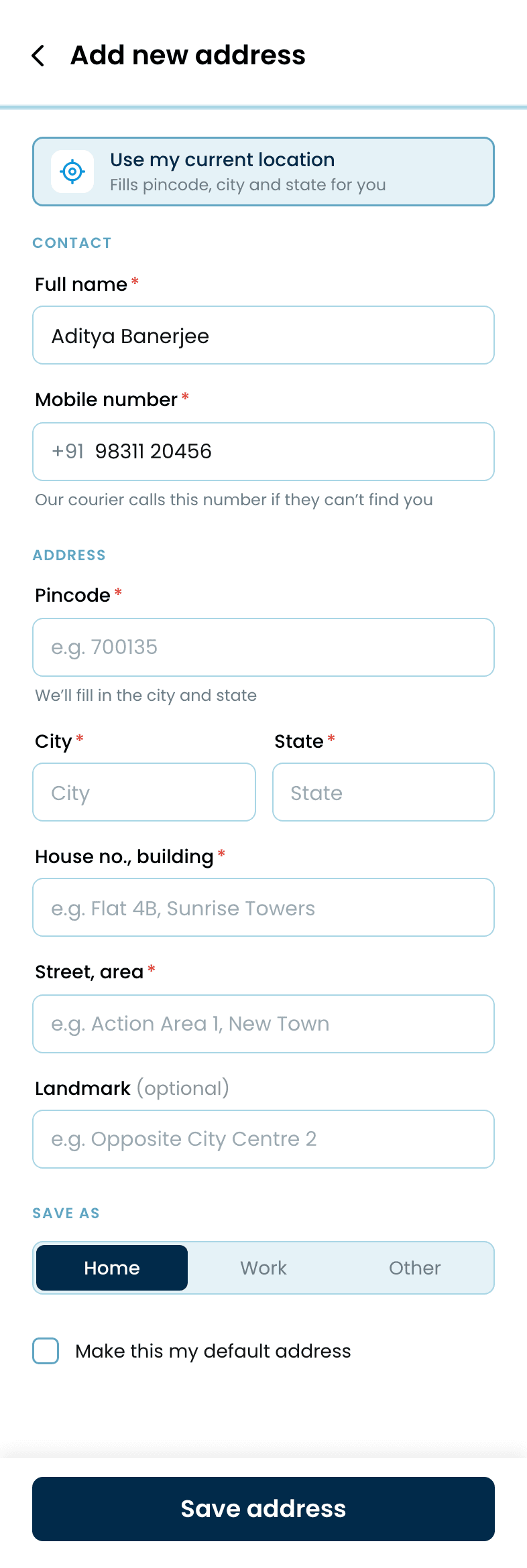 Decathlon: App Redesign, Add address