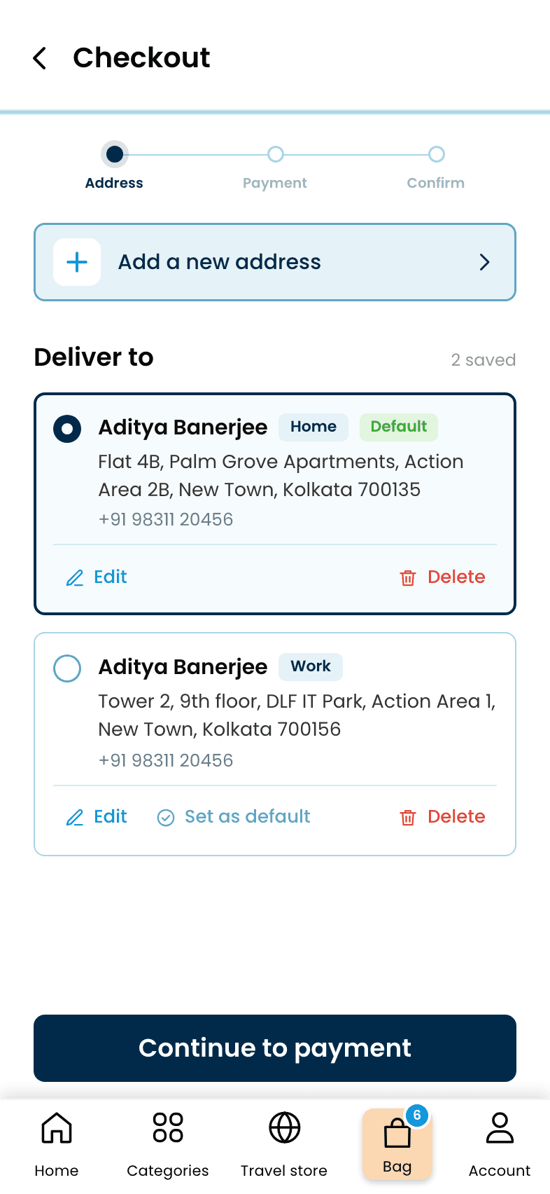 Decathlon: App Redesign, Step 1: Address