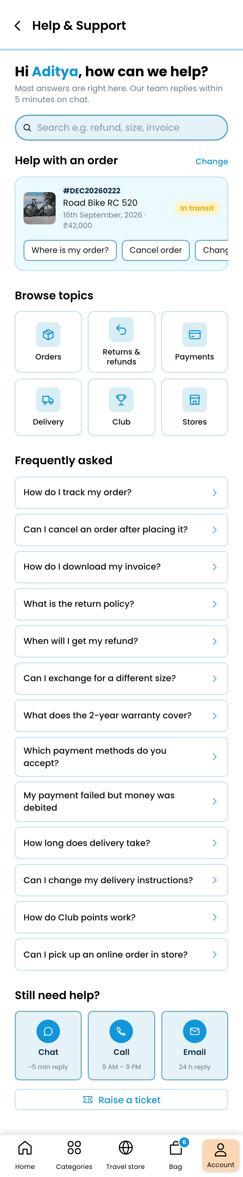 Decathlon: App Redesign, Help