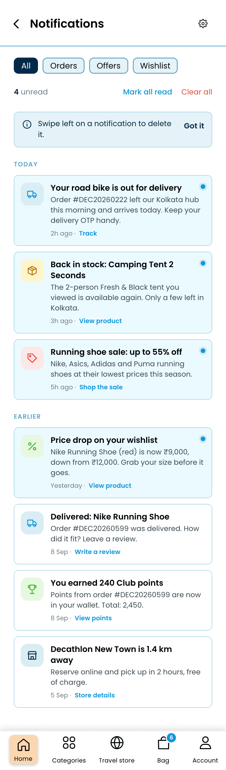 Decathlon: App Redesign, Notifications