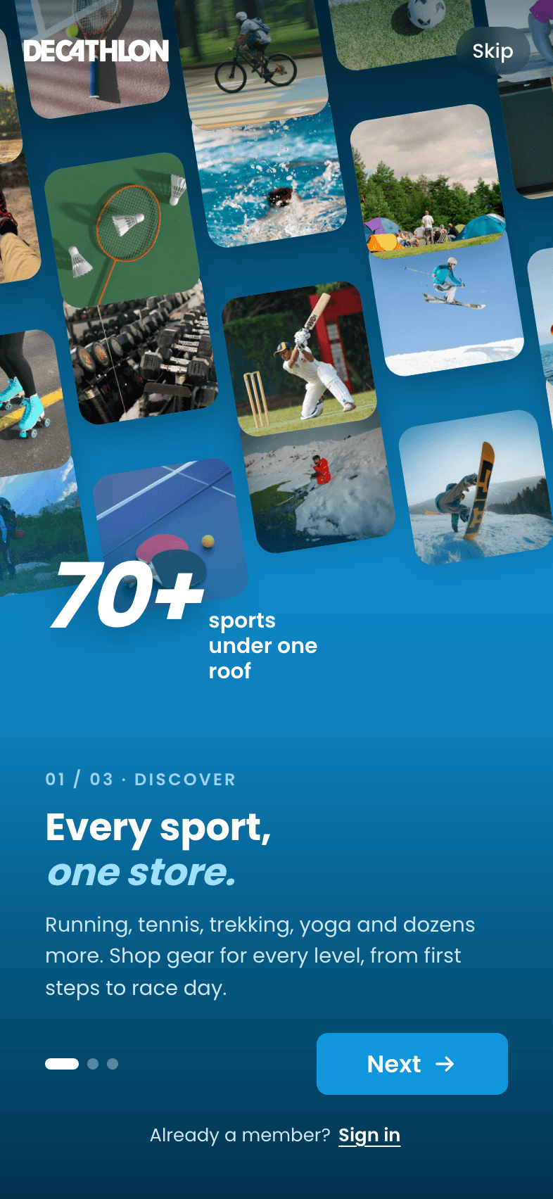 Decathlon: App Redesign, Every sport