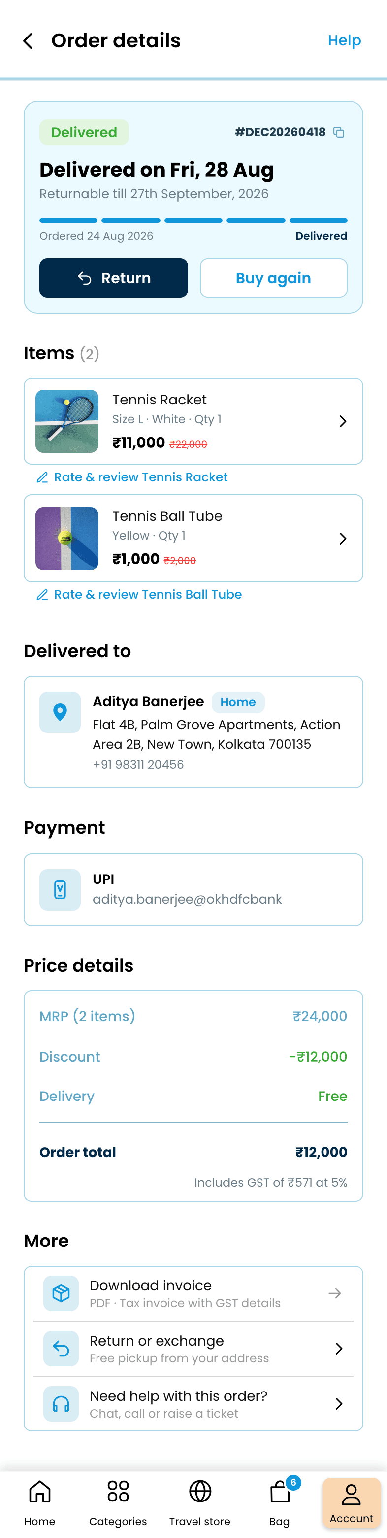 Decathlon: App Redesign, Order details