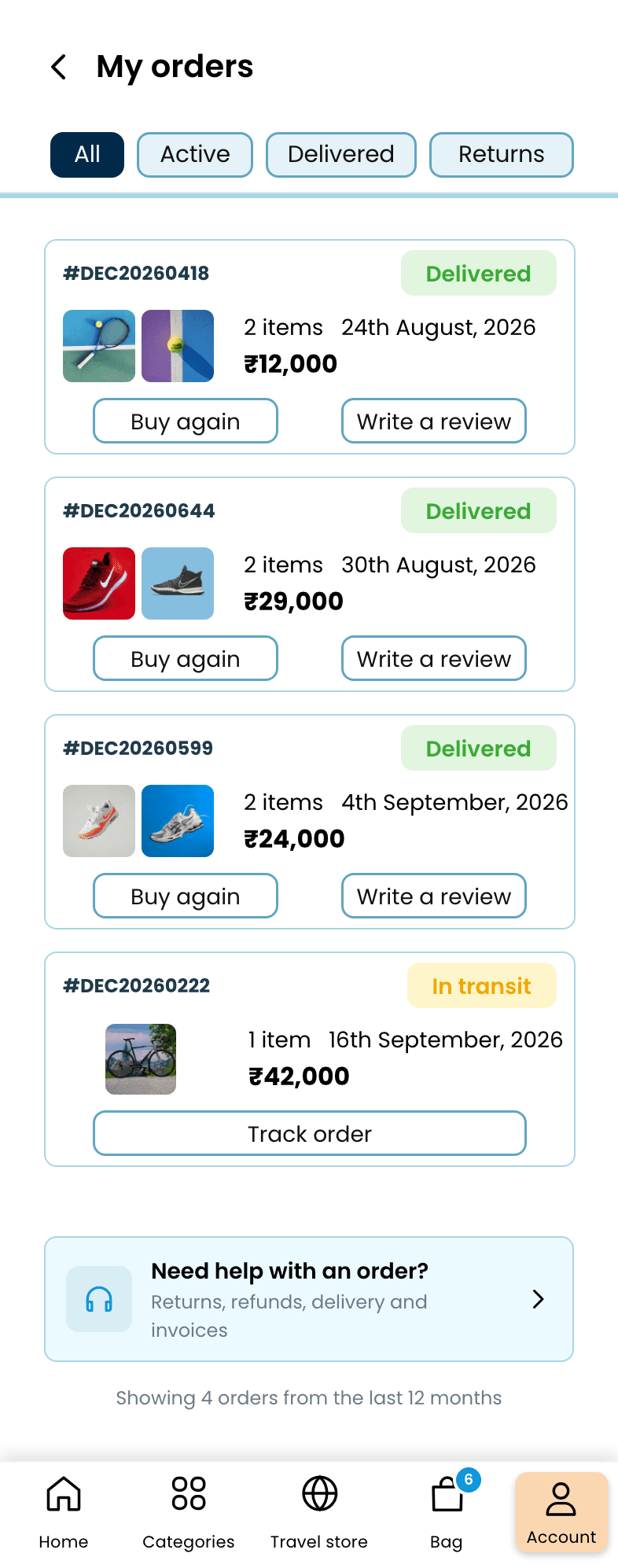Decathlon: App Redesign, Orders