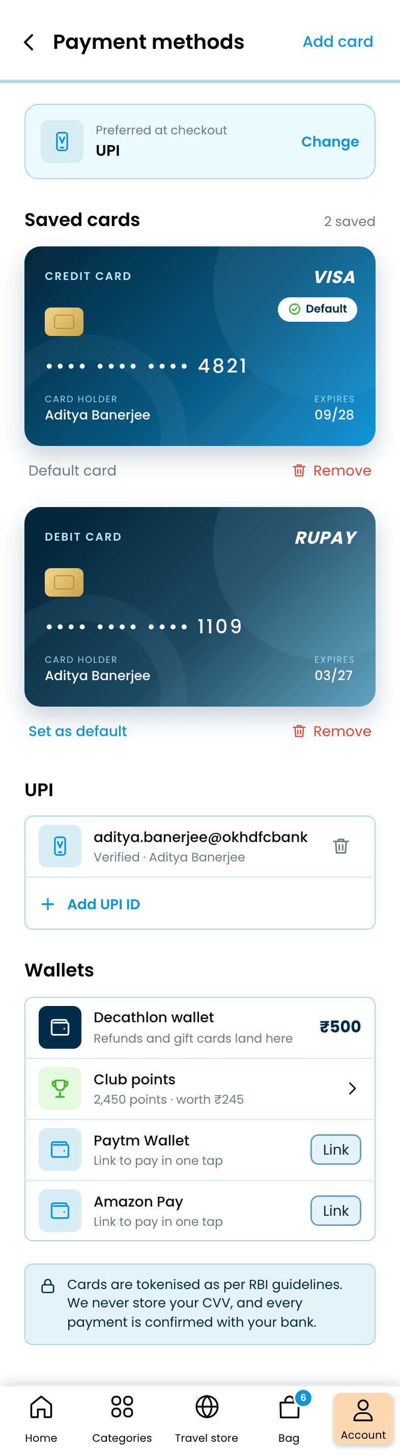 Decathlon: App Redesign, Payment methods
