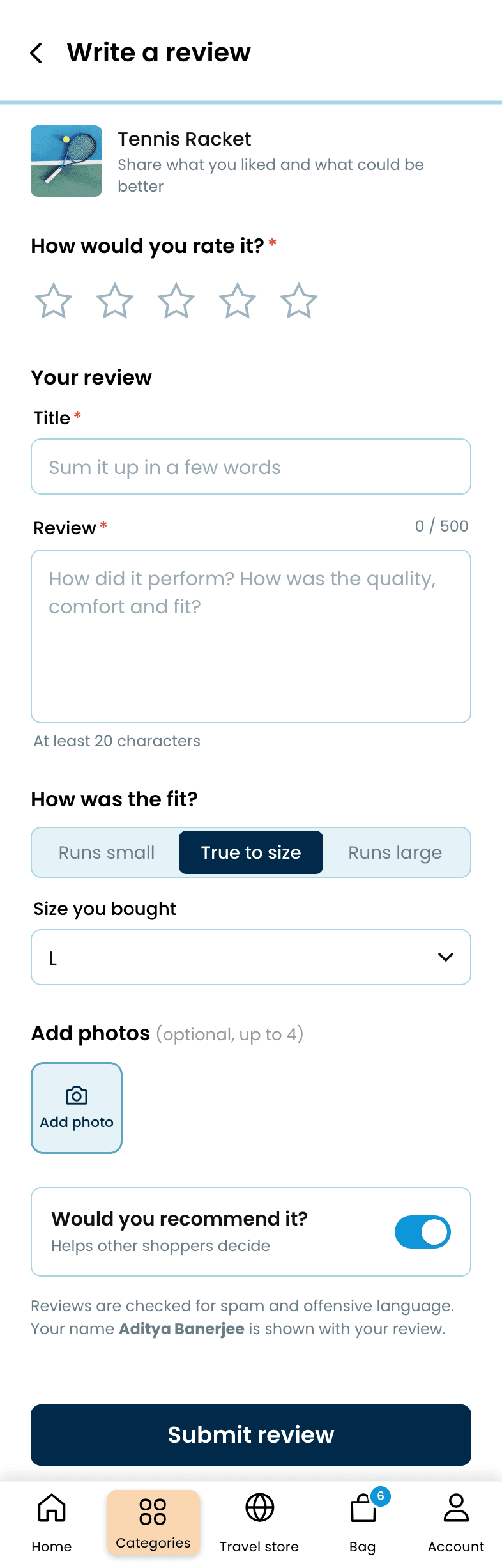 Decathlon: App Redesign, Write a review