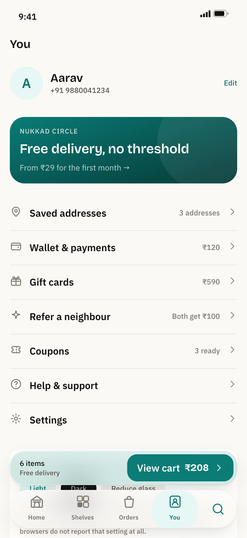 Nukkad, The Circle card, addresses, wallet, gift cards, a neighbour referral.