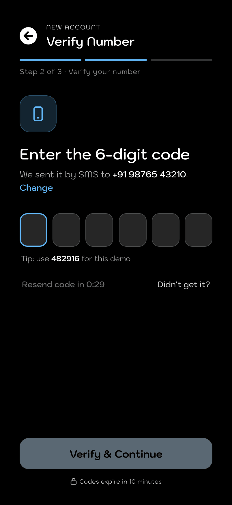 Spendee, Verify number