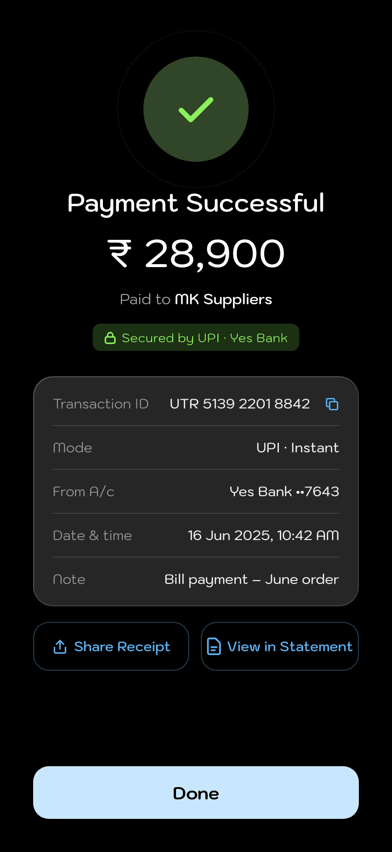 Spendee, Payment success