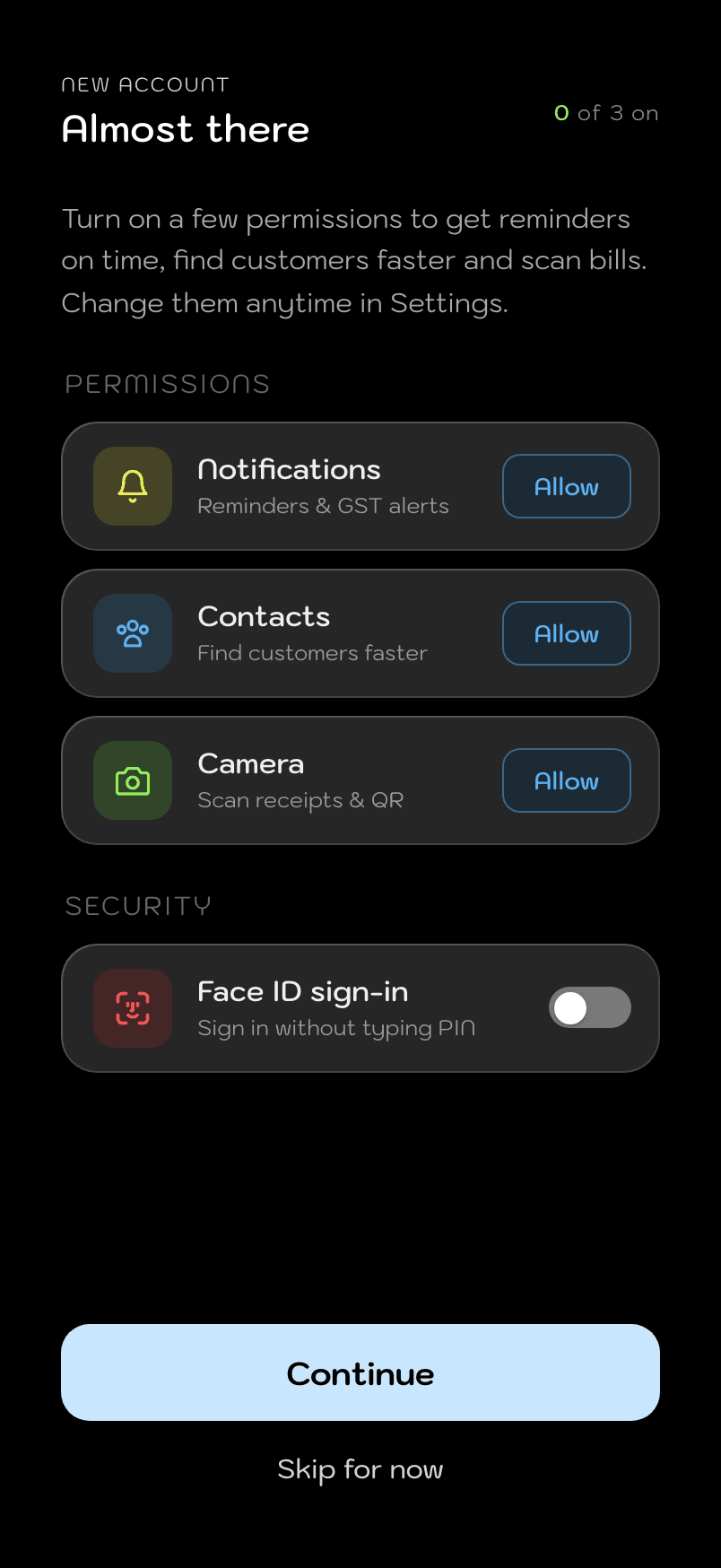 Spendee, Permissions