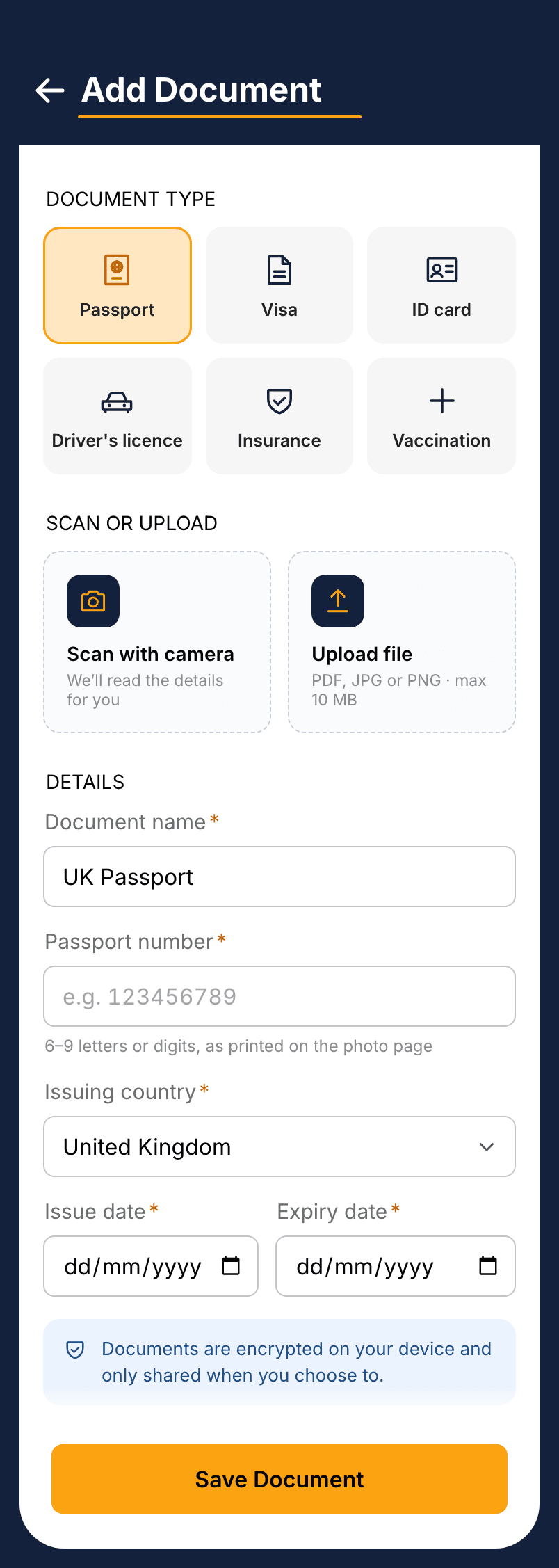 Voyager, Add a document