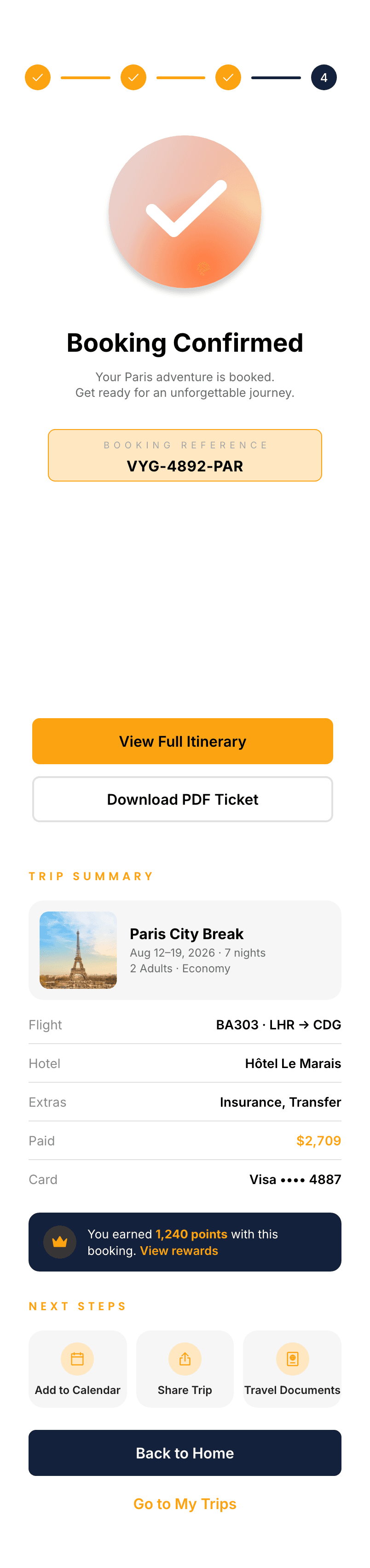 Voyager, Booking confirmed