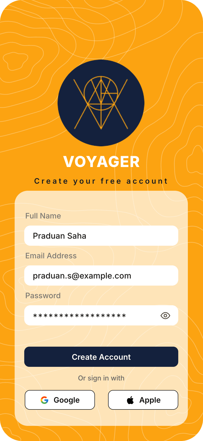 Voyager, Create account