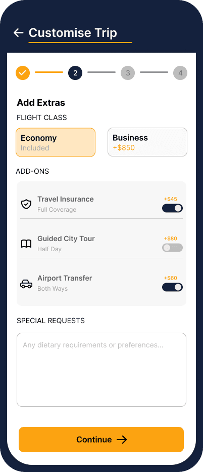 Voyager, Customise trip