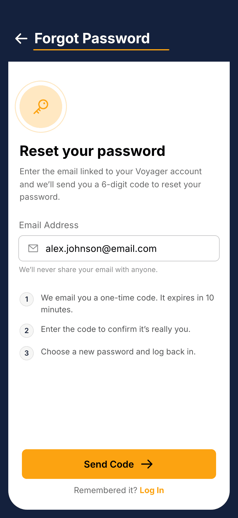 Voyager, Forgot password