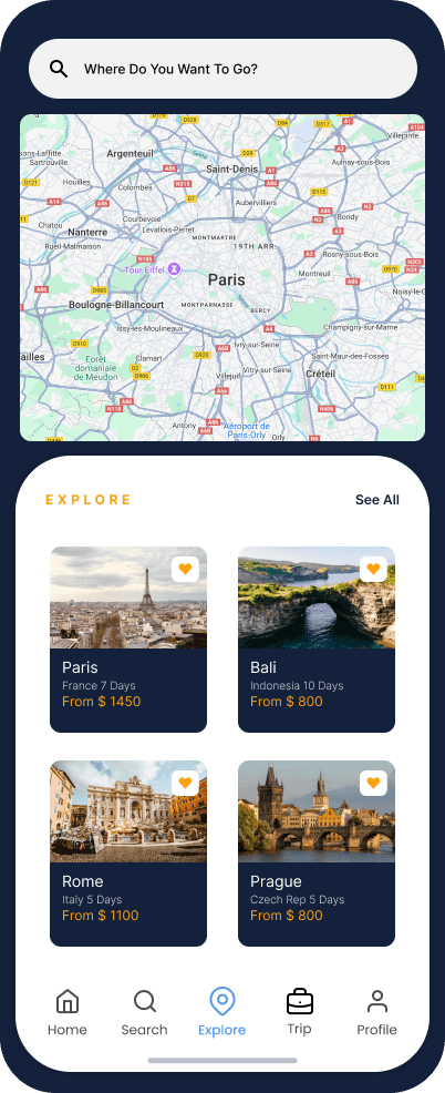 A second way to browse for the traveller who thinks in places, not lists, switching to the map keeps discovery spatial without leaving the navy world.