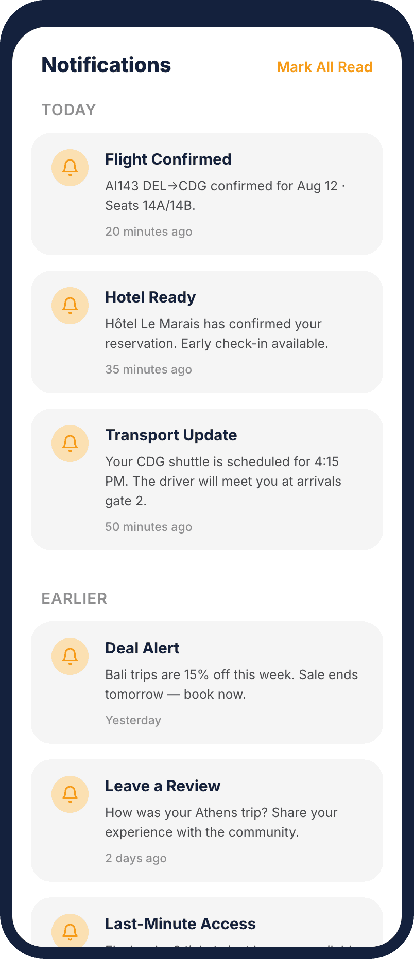 Voyager, Notifications