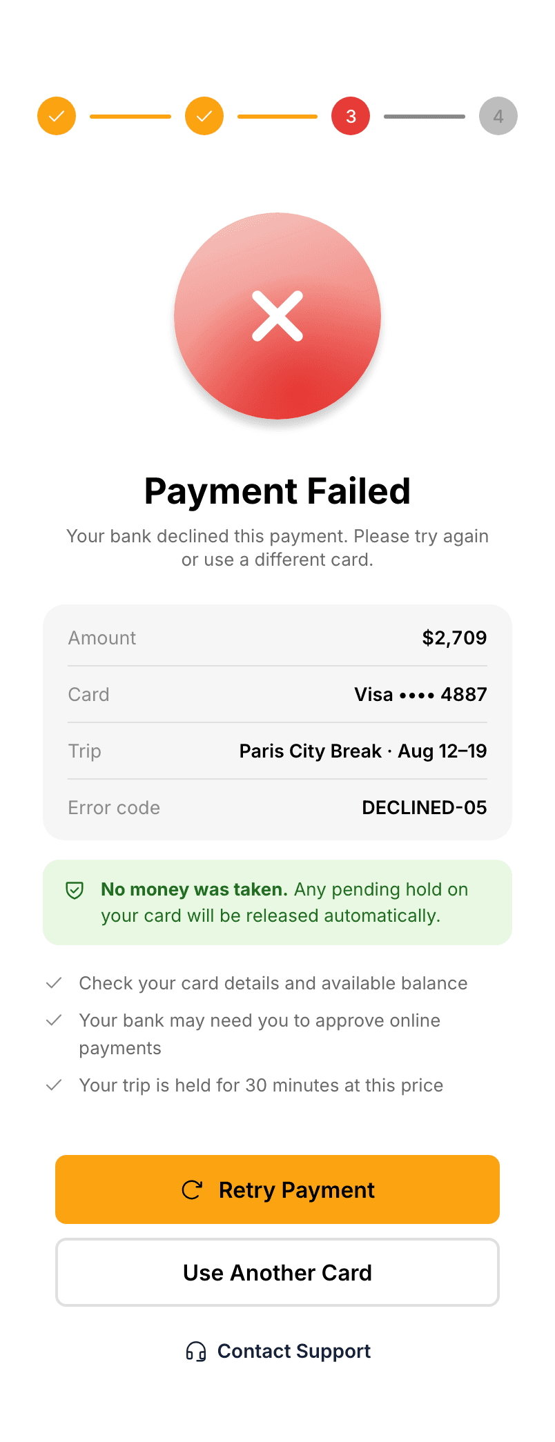 Voyager, Payment failed