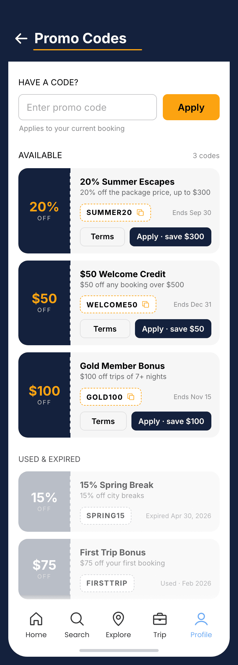 Voyager, Promo codes