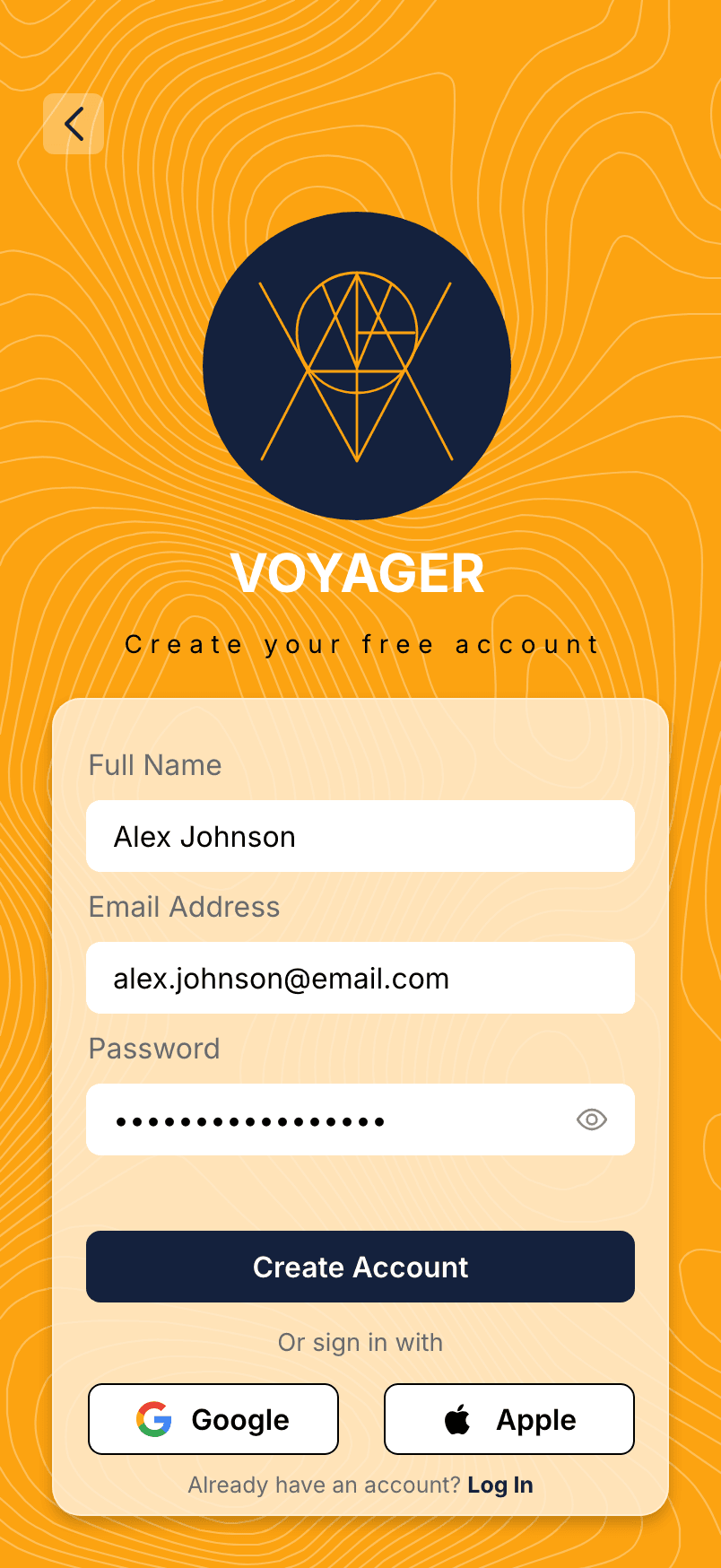 Voyager, Create account