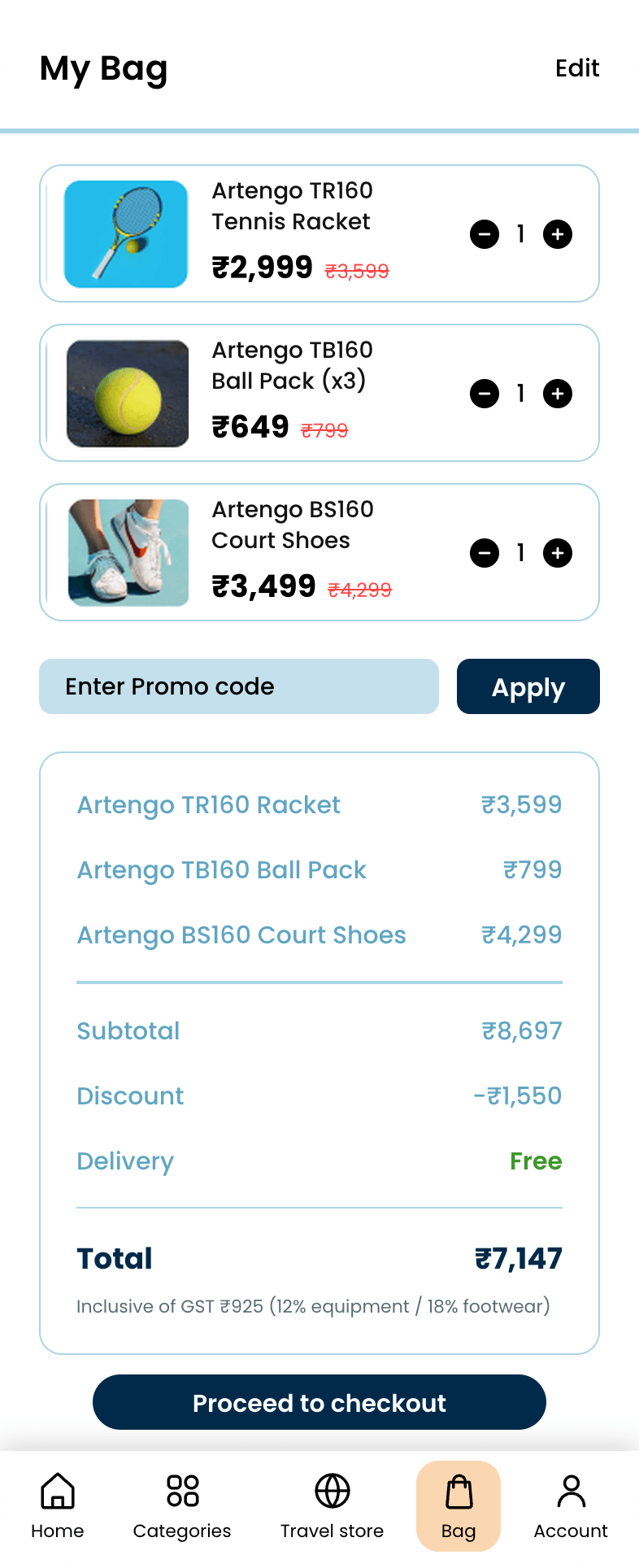 Decathlon: App Redesign, Bag