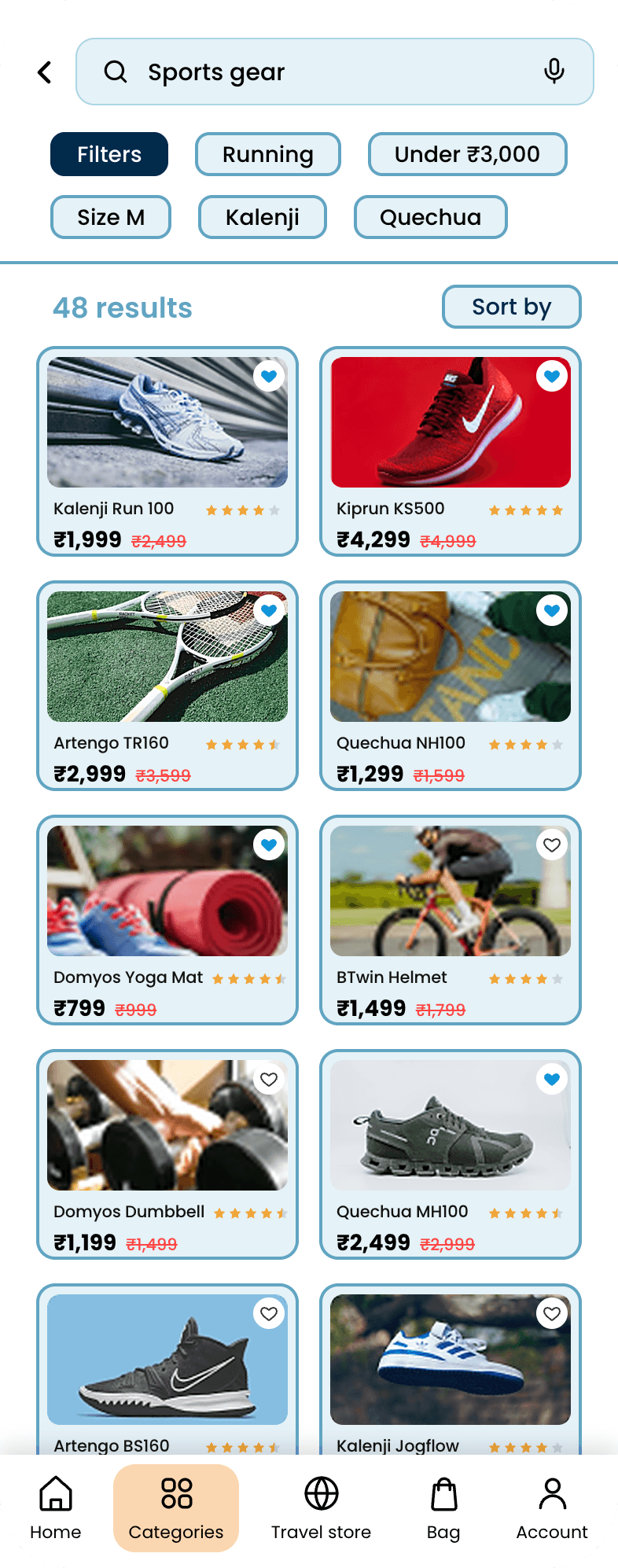 Decathlon: App Redesign, Search results