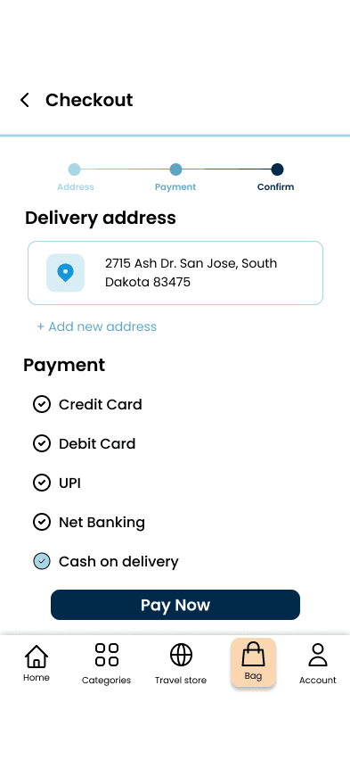 First-pass Decathlon checkout merging address, payment, and confirmation into one screen