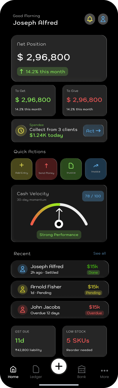 First-pass Spendee dashboard with dollar pricing and identical placeholder balances