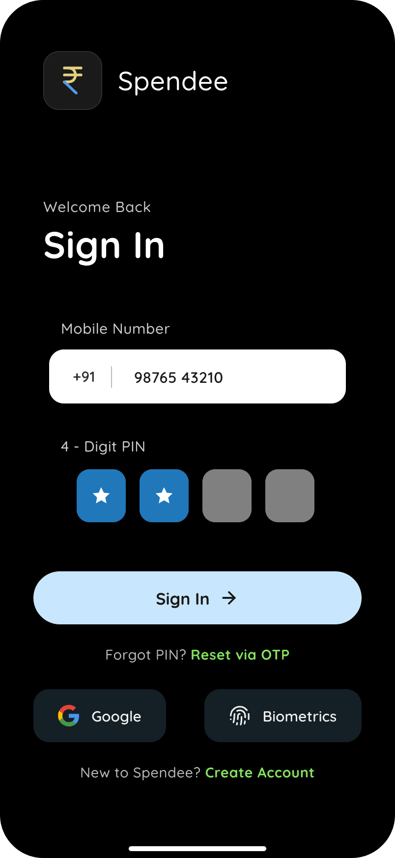 Spendee, Sign in